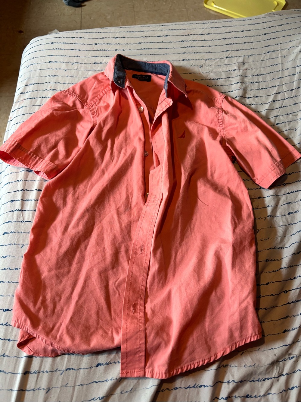 Nautica Coral Button-Down Short Sleeve Shirt